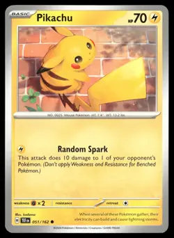Pikachu 051/162 Common Temporal Forces Pokemon Near Mint - Image 1