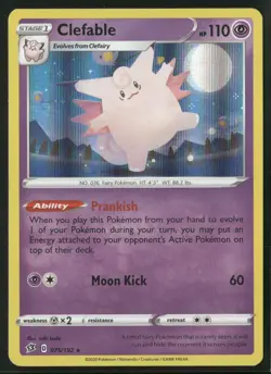 Clefable 075/192 Holo Rare Rebel Clash Pokemon Holo Near Mint - Image 1