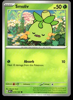 Smoliv SV03: Obsidian Flames 019/197 MP Pokemon TCG | Buy 10 Get 10 Free - Image 1