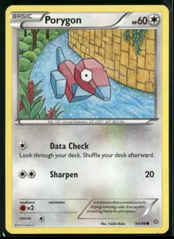 Porygon 64/98 Common Ancient Origins Pokemon Heavily Played - Image 1