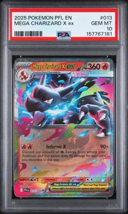 2025 Pokemon Phantasmal Flames CHARIZARD X ex #13 PSA 10 - Image 1