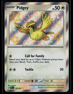 Pidgey 196/091 Paldean Fates Shiny Rare Pokemon - Image 1