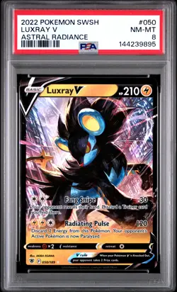 PSA NM-MT 8 - 2022 POKEMON SWORD & SHIELD ASTRAL RADIANCE 050 LUXRAY V | POP 19 - Image 1