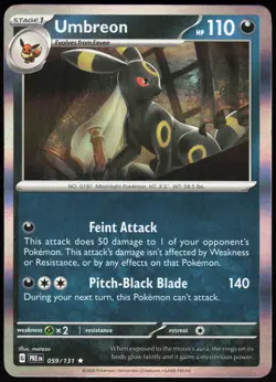 SV: Prismatic Evolutions Umbreon 059/131 Holo Rare Pokemon Holo MP - Image 1
