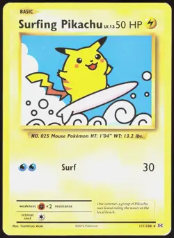 Evolutions Surfing Pikachu 111/108 Secret Rare Pokemon LP - Image 1