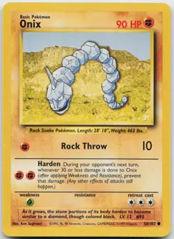 Onix 56/102 Common Base Set Unlimited Pokemon Near Mint - Image 1