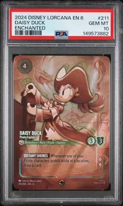 Disney Lorcana Daisy Duck - Pirate Captain Enchanted Holo 211/204 PSA 10 - Image 1