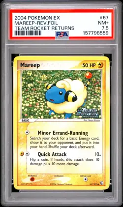 PSA 7.5 Mareep Reverse Holo 67/109 Team Rocket Returns Pokemon Card - Image 1