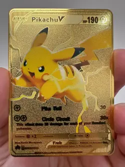 Pikachu V Gold Metal Card SWSH063 Promo Style – Pokemon Fan Art Display Piece - Image 5