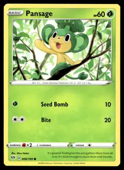 Pansage SWSH03: Darkness Ablaze 006/189 MP Pokemon TCG | Buy 10 Get 10 Free - Image 1