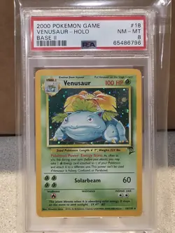 2000 Pokemon Venusaur Holo #18 Base II PSA 8 - Image 2