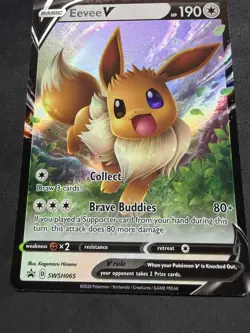Pokemon Card - Eevee V Sword & Shield Promo SWSH065 Promo Holo Near Mint - Image 2