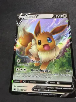 Pokemon Card - Eevee V Sword & Shield Promo SWSH065 Promo Holo Near Mint - Image 4