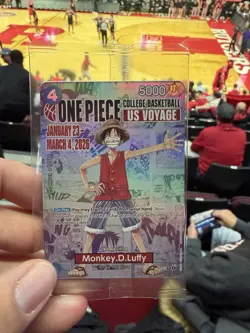 One Piece Monkey D. Luffy US Voyage College Basketball Card Rutgers 1/27 IN HAND - Image 1