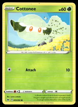 Cottonee SWSH01: Sword & Shield Base Set 005/202 MP Pokemon TCG | Buy 10 Get 10 - Image 1
