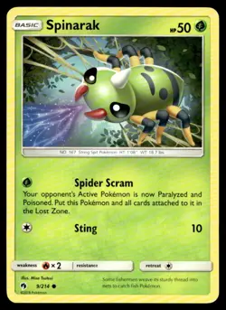 Spinarak SM - Lost Thunder 9/214 MP Pokemon TCG | Buy 10 Get 10 Free - Image 1