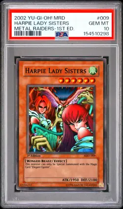 2002 YU-GI-OH! MRD-METAL RAIDERS 1ST EDITION #009 HARPIE LADY SISTERS PSA 10 - Image 1