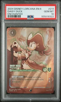 Disney Lorcana Daisy Duck Enchanted Foil 211/204 PSA 10 EN - Image 1
