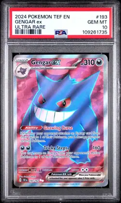 2024 POKEMON TEF ULTRA RARE #193 GENGAR EX PSA GEM MINT 10, ENGLISH - Image 1