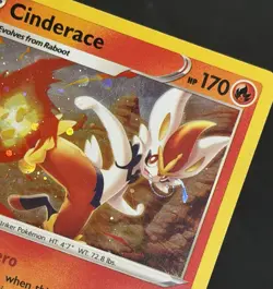 HD SWIRL HOLO 🌀 Cinderace 034/202 Cosmo Sword & Shield Base Promo Pokemon NM - Image 1