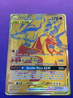 Reshiram & Charizard GX SM247 Full Art Black Star Promo Holo Pokemon Card - Image 1