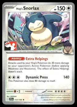 Hop's Snorlax 117/159 R Prize Pack Series Cards Pokemon NM - Image 1