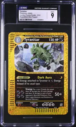 CGC 9 MINT Tyranitar 3/12 Jumbo Expedition Box Topper Pokemon Card - Image 1