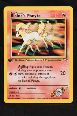 Blaine's Ponyta 1st Edition 63/132 MP+ Gym Heroes Regular Common Pokemon TCG - Image 1