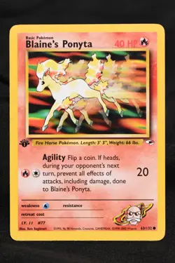 Blaine's Ponyta 1st Edition 63/132 MP+ Gym Heroes Regular Common Pokemon TCG - Image 2