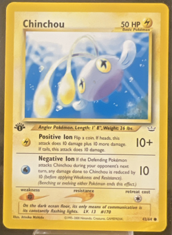 Chinchou 42/64 1st edition Neo Revelation NM Pokemon TCG - Image 1