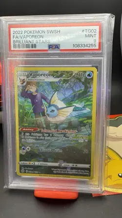 Vaporeon TG02/TG30 PSA 9 MINT Brillant Stars Full Art Pokemon TCG RARE Re-grade - Image 1