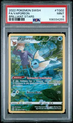Vaporeon TG02/TG30 PSA 9 MINT Brillant Stars Full Art Pokemon TCG RARE Re-grade - Image 2
