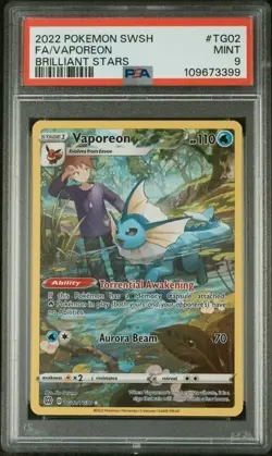 Vaporeon TG02/TG30 PSA 9 MINT Brillant Stars Full Art Pokemon TCG RARE Re-grade - Image 1