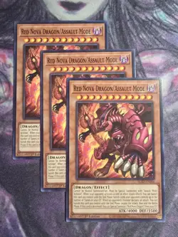 Yugioh! 3x Red Nova Dragon/Assault Mode BLZD-EN004 Common 1st Ed NM - Image 1