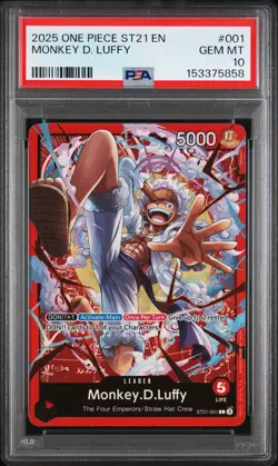 One Piece - ST21-EX Gear 5 Monkey.D.Luffy Red Leader Alt Art ST21-001 PSA 10 - Image 1