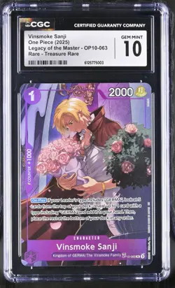 Vinsmoke Sanji OP10-063 Treasure Rare Legacy of the Master CGC GEM MINT 10 - Image 1