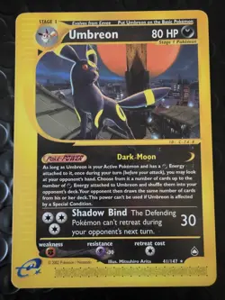 UMBREON 41/147 Aquapolis non-holo rare Pokemon TCG card e reader - Image 1