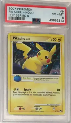 2007 Pokemon VERY RARE POP Series 6 Promo PSA 8 Pikachu Holo #9 - Image 1