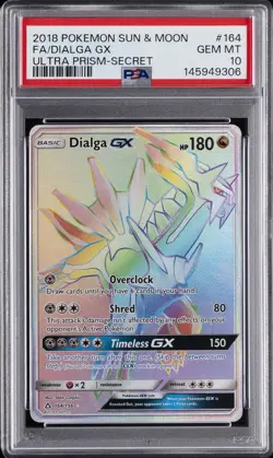 2018 POKEMON SUN & MOON ULTRA PRISM SECRET #164 FULL ART/DIALGA GX PSA 10 - Image 1