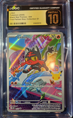 Pokemon Litten Promo Holo CGC Pristine 10 Black Star 044 Basic 70 HP 2026 - Image 1