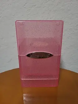ULTRA PRO GLITTER PINK SATIN TOWER DECK BOX Compartment Storage Case Card Dice - Image 1
