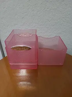 ULTRA PRO GLITTER PINK SATIN TOWER DECK BOX Compartment Storage Case Card Dice - Image 3