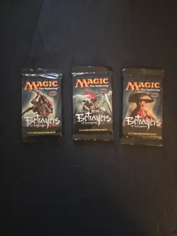 MTG Betrayers of Kamigawa, SEALED, English booster packs X3, each pack art 2005 - Image 1