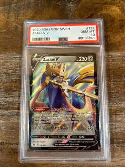 Pokemon 2020 Sword Shield ZACIAN V #138 PSA 10 Gem Mint RARE - Image 1