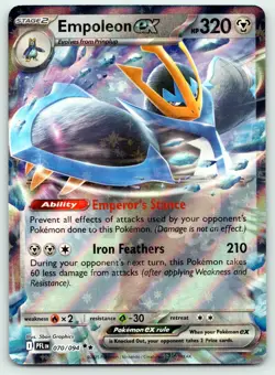 Empoleon ex 070/094 Double Rare Phantasmal Flames Pokemon Holo 2025 NM - Image 1