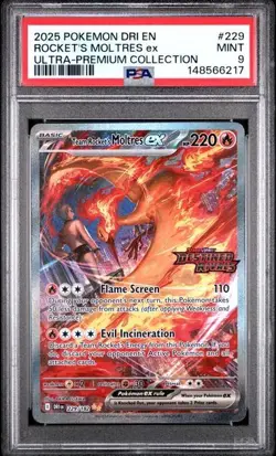 Team Rocket's Moltres ex UPC Stamped Promo 229/182 Pokemon Destined Rivals PSA 9 - Image 1