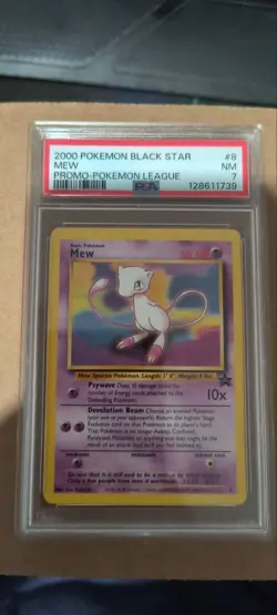 Graded PSA 7 2000 Pokemon Black Star Mew Promo-Pokemon League #8 NM - Image 1
