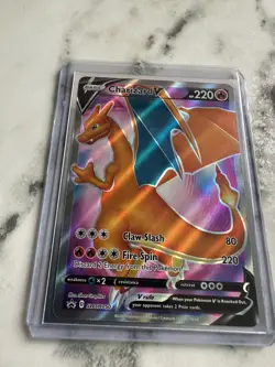 FULL ART Charizard V ULTRA RARE PROMO Pokemon SWSH050 Champion's Path Holo - NM - Image 2
