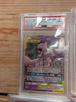 PSA 9 Mewtwo & Mew GX 71/236 Unified Minds Tag Team Pokemon - Image 1