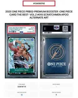*POP 18* PSA 10 - One Piece 2025 The Best Vol. 2 PRB02 Scratchmen Apoo #EB01-015 - Image 3